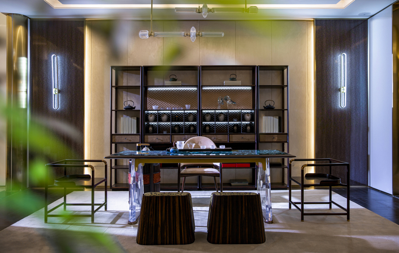 木臣居品东方简奢条纹乌木茶室001款