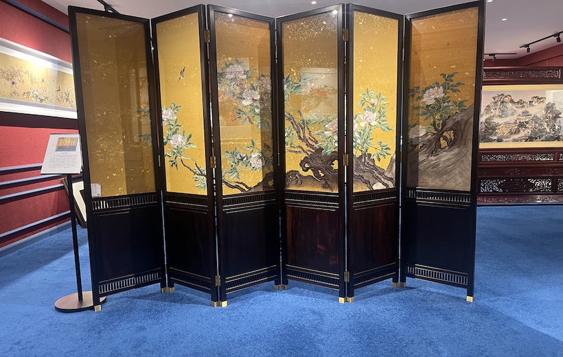 聚宝云堂-中式古典-缂丝牡丹6页屏风