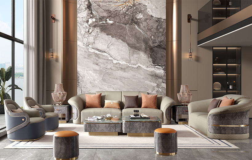 梵巴赫现代轻奢皮沙发元宝